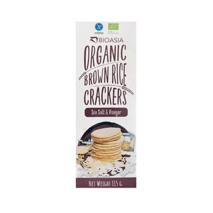 BioAsia Organic Brown Rice Crackers - Sea Salt & Vinegar 115g